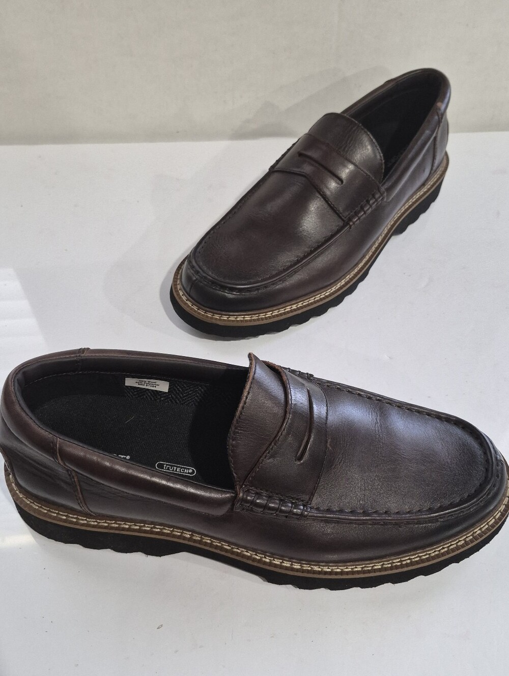 ROCKPORT Men's Leather Classic Penny Loafers in Dark Brown Slip-On Size 12